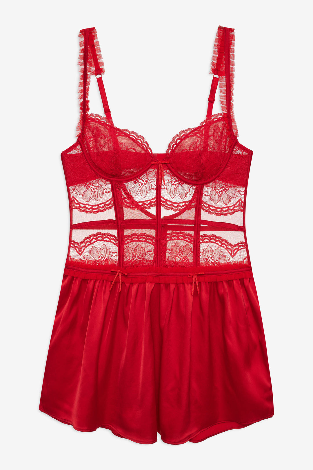 Women Fiona Lace Slip Dress - Red