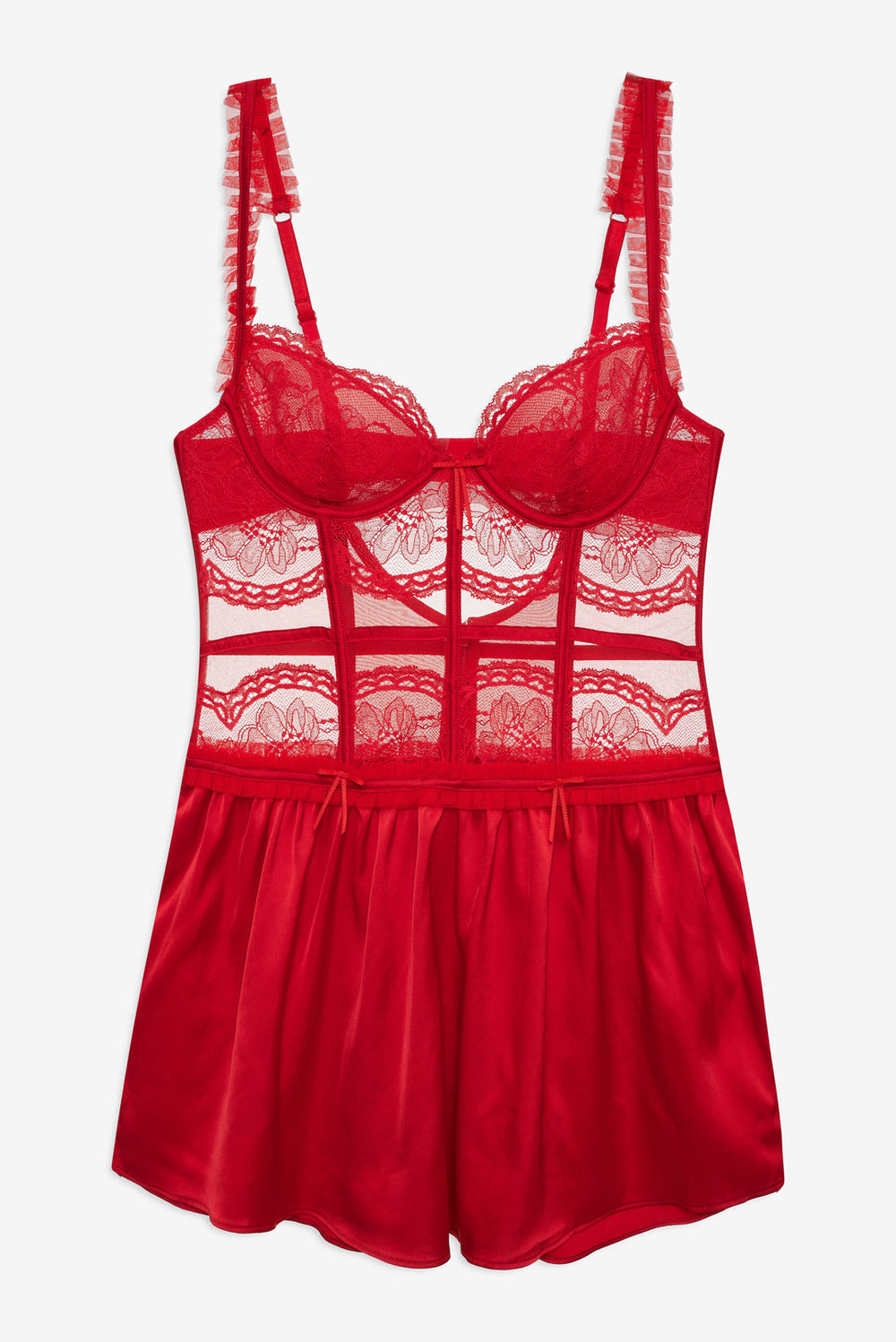 Women Fiona Lace Slip Dress - Red