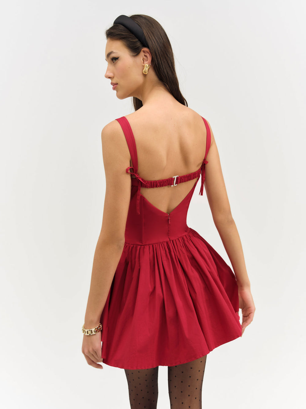 Women Helena Poplin Bustier Mini Dress - Red