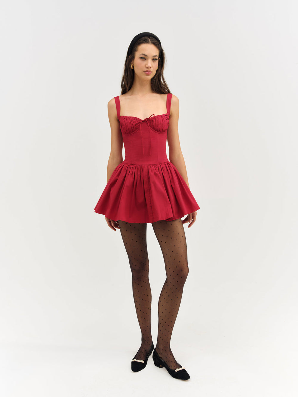 Women Helena Poplin Bustier Mini Dress - Red
