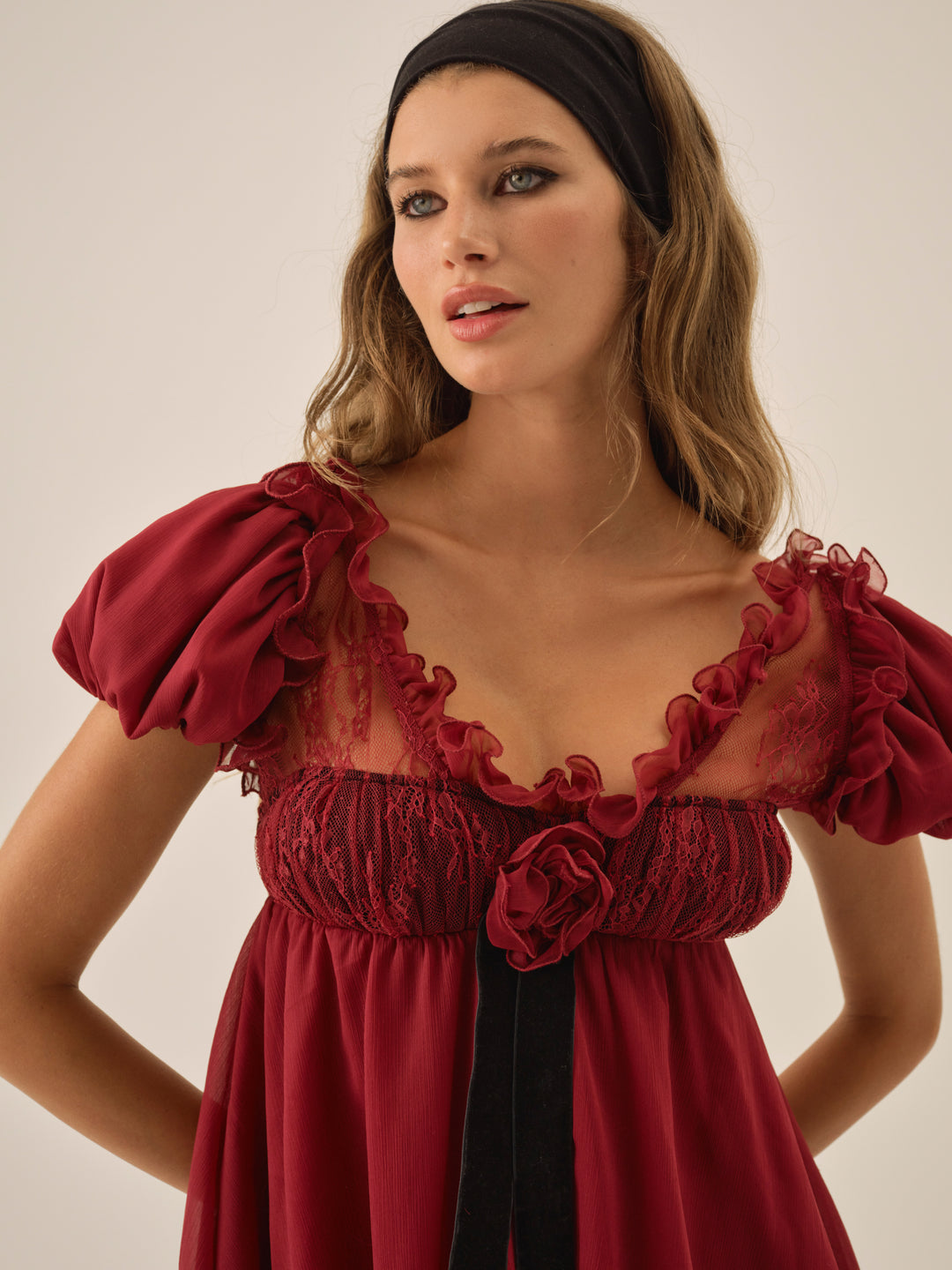 Women Claudine Chiffon Mini Dress - Oxblood