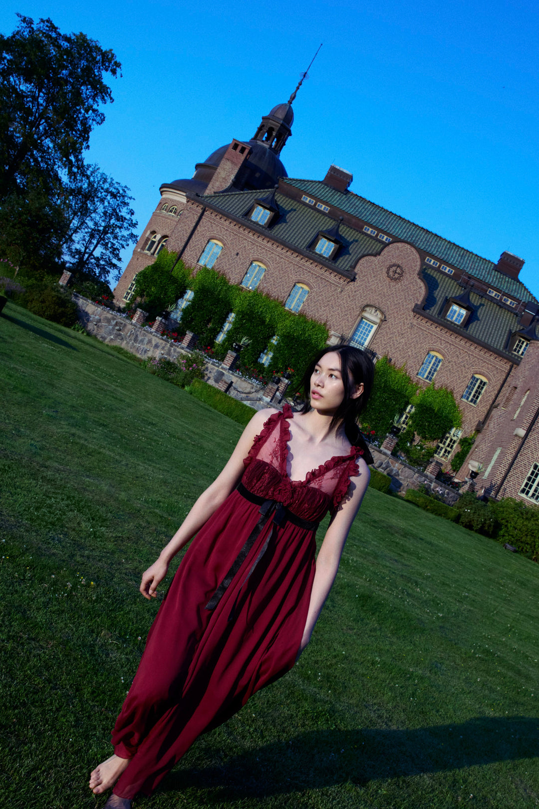 Women Claudine Chiffon Maxi Dress - Oxblood