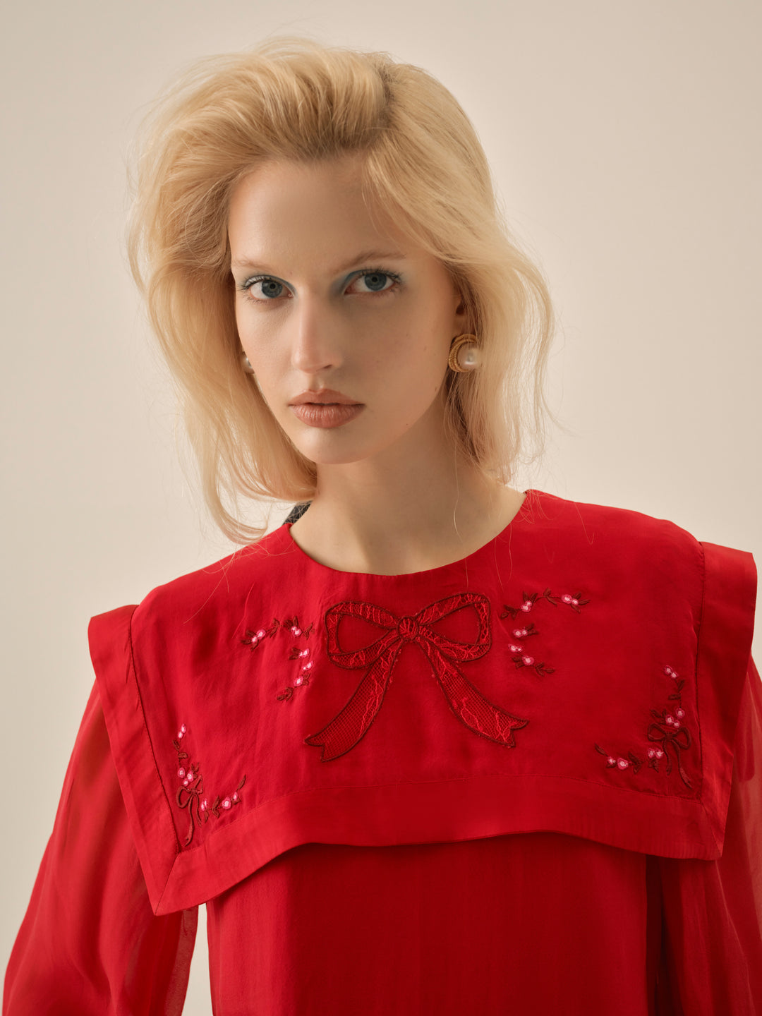 Women Betsy Bow Mini Dress - Red