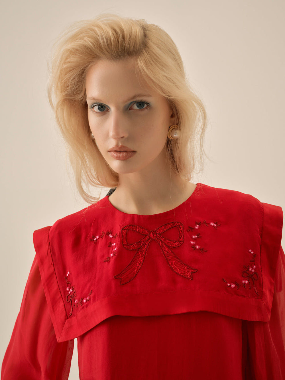Women Betsy Bow Mini Dress - Red
