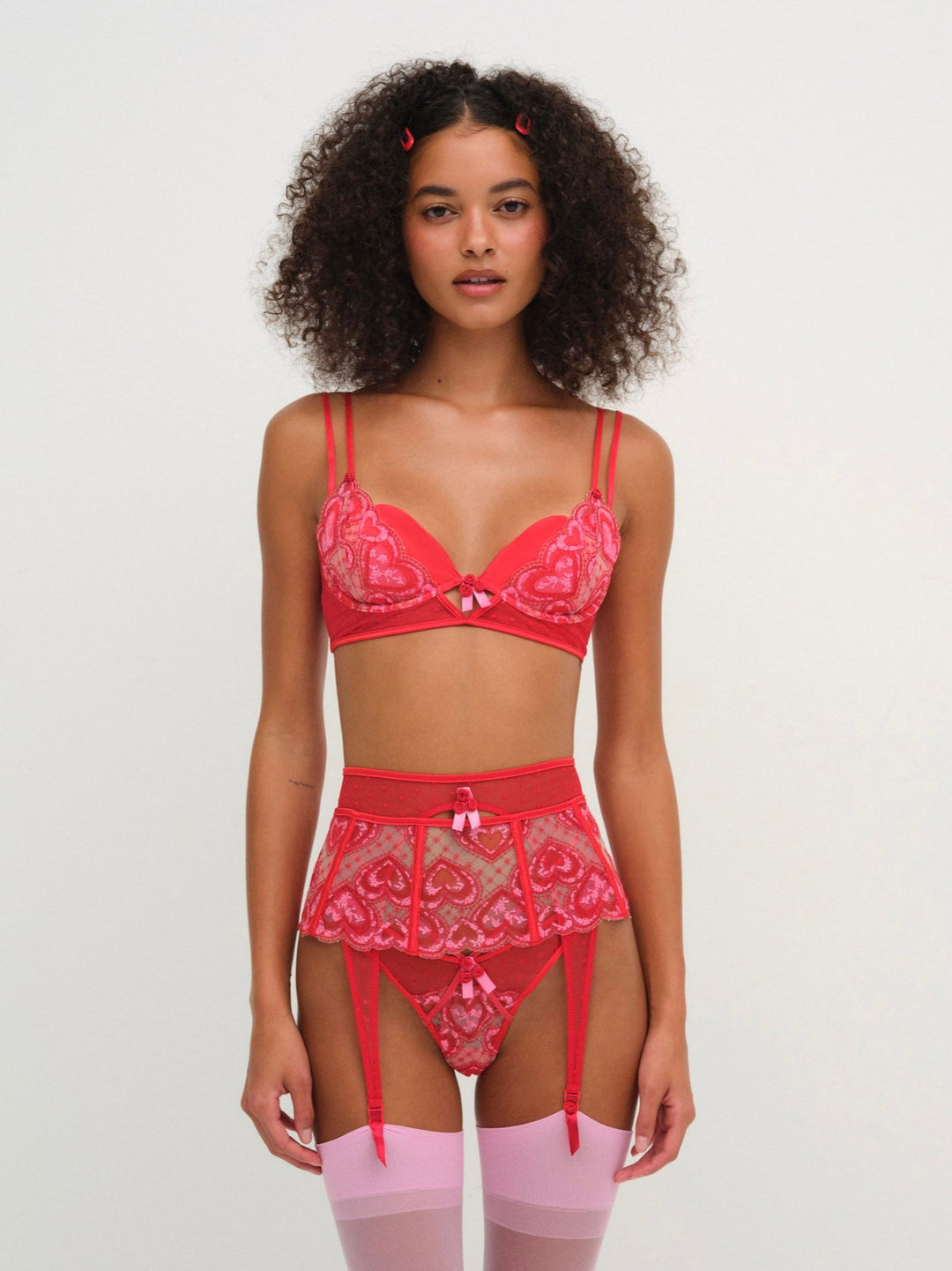 Women Heartbeat Garter Belt - Red