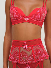 Women Heartbeat Garter Belt - Red
