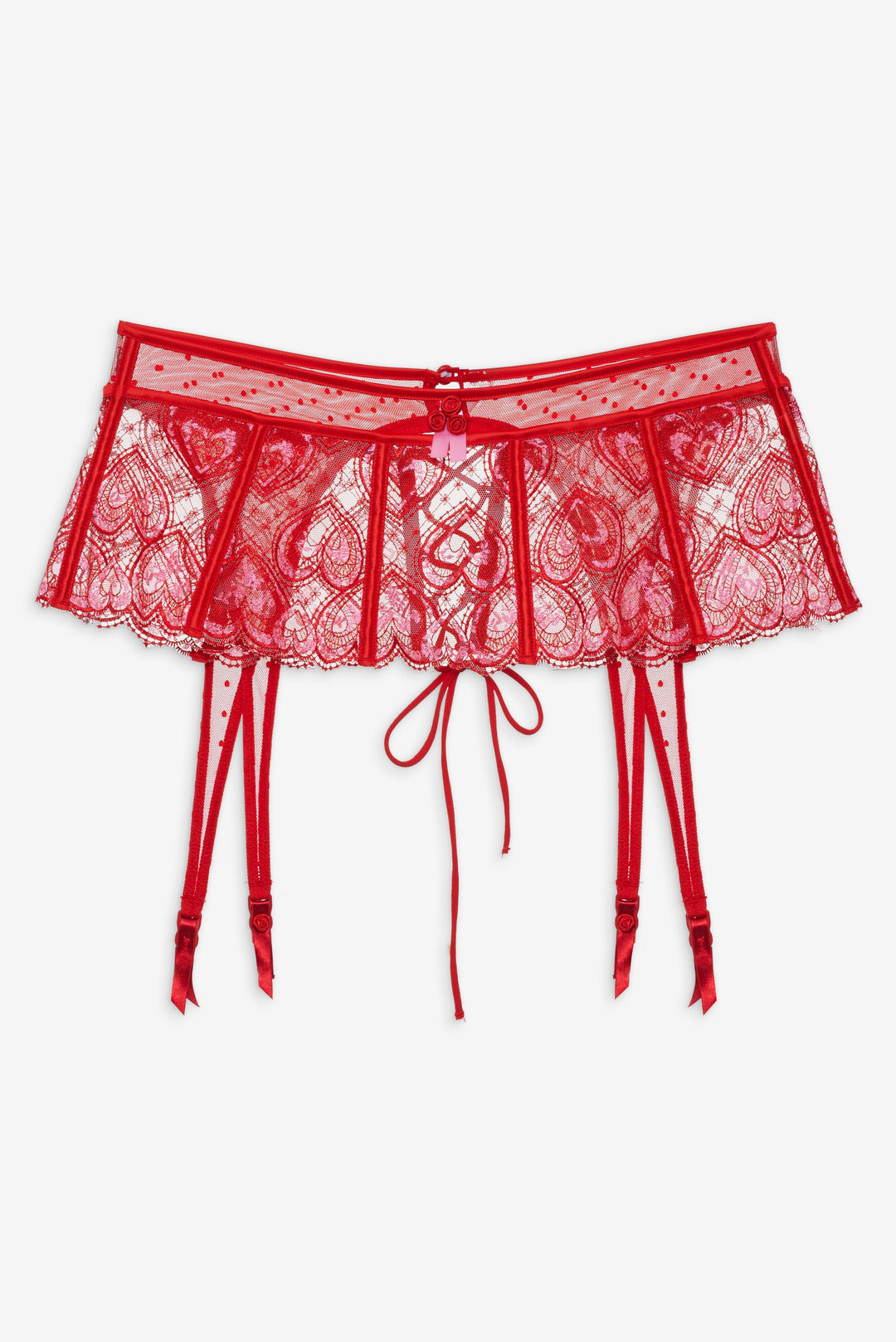 Women Heartbeat Garter Belt - Red
