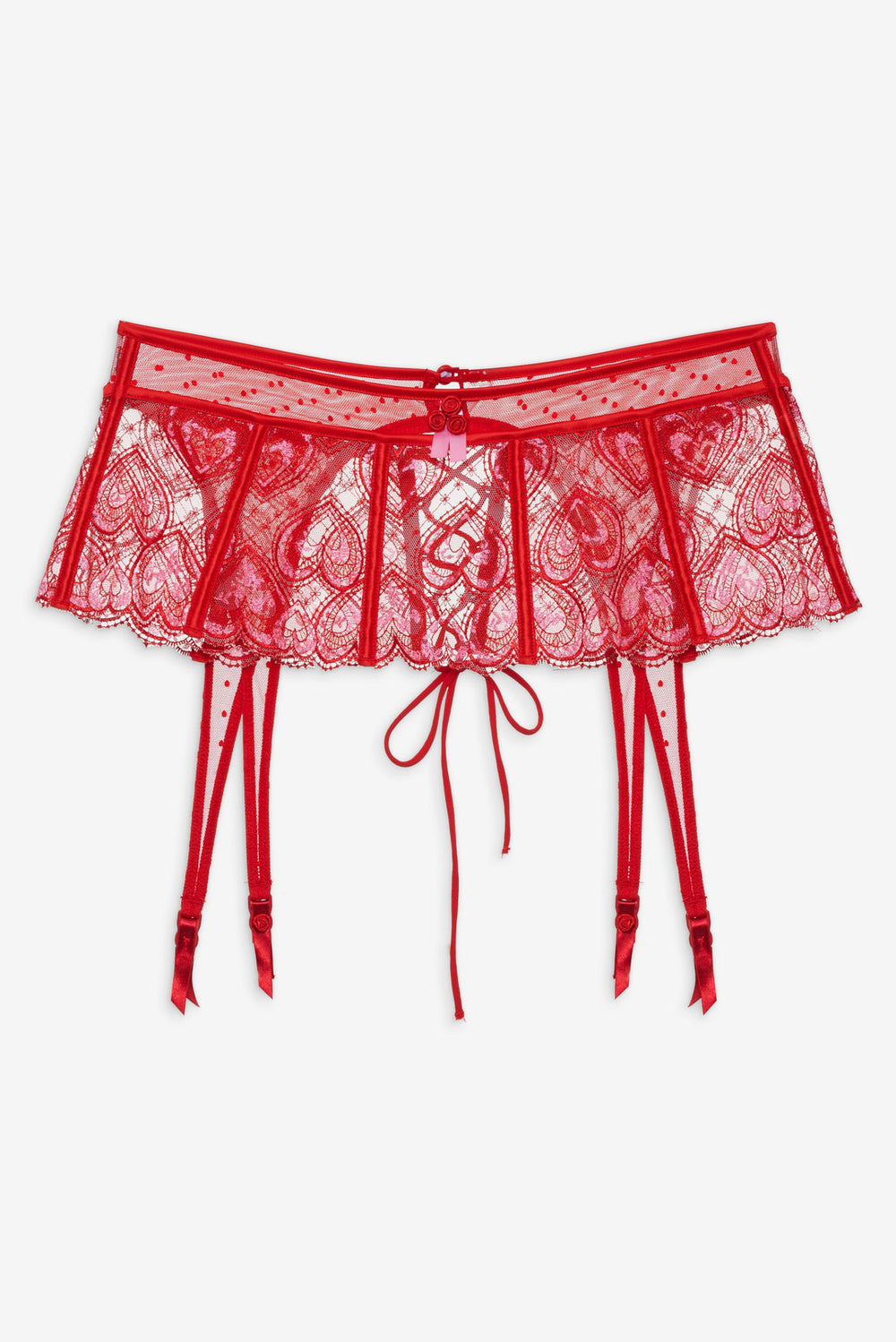 Women Heartbeat Garter Belt - Red