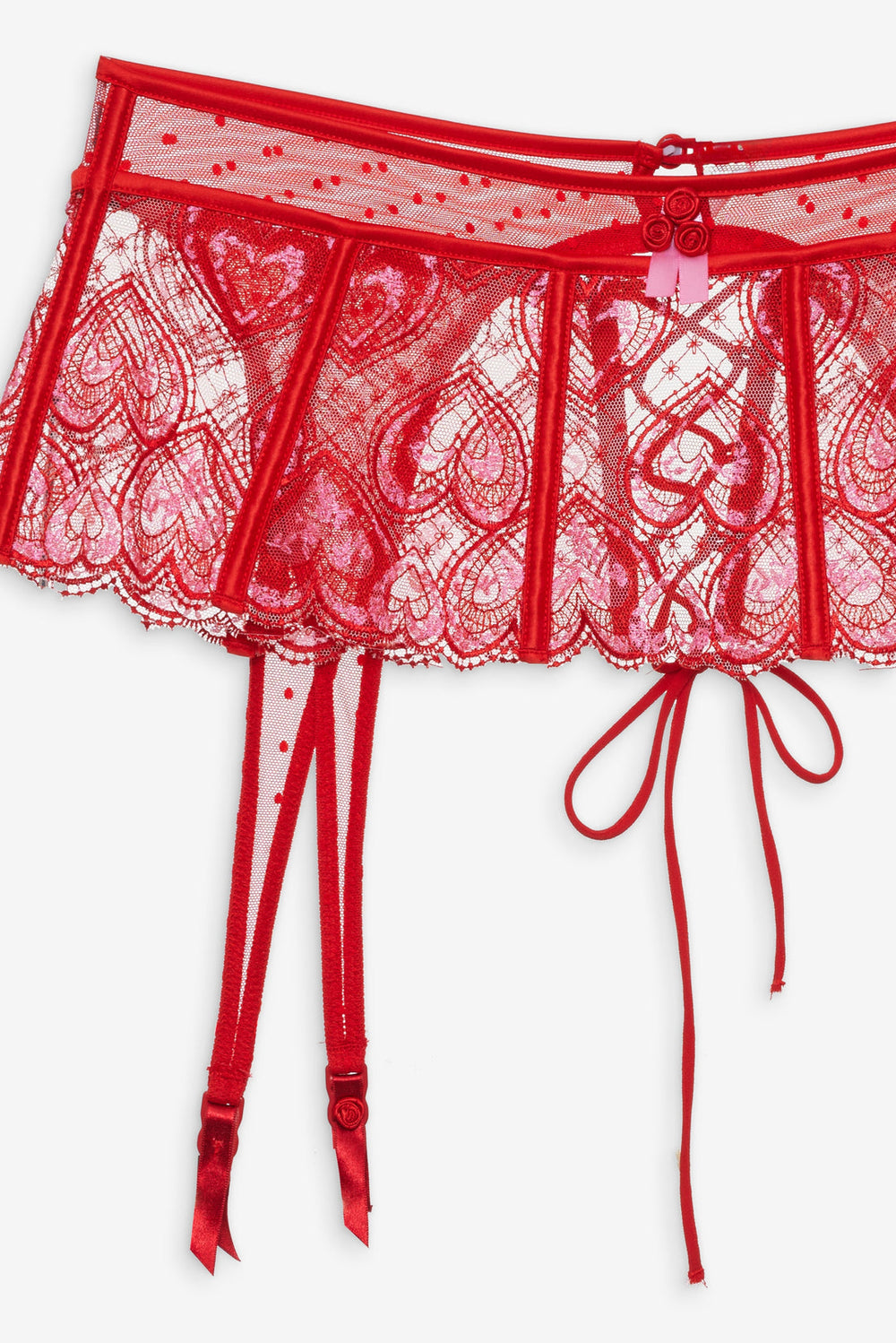 Women Heartbeat Garter Belt - Red
