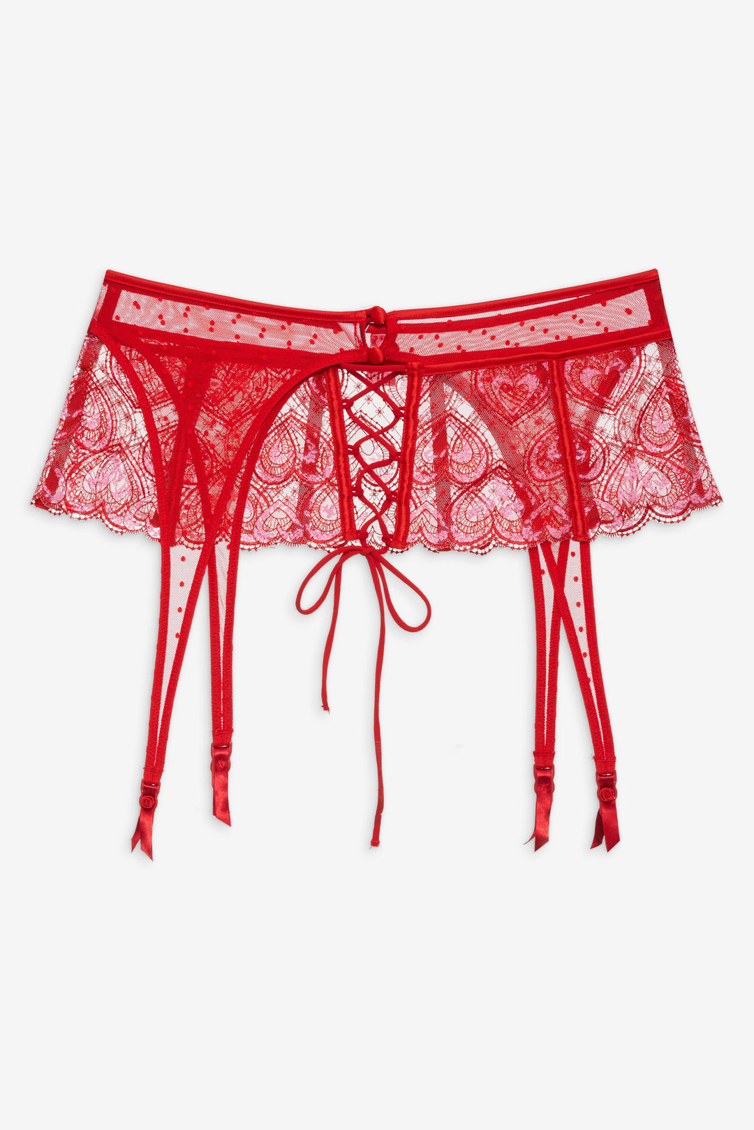 Women Heartbeat Garter Belt - Red