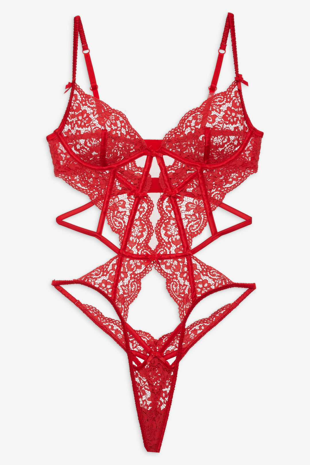 Women Creamsicle Lace Bodysuit - Red