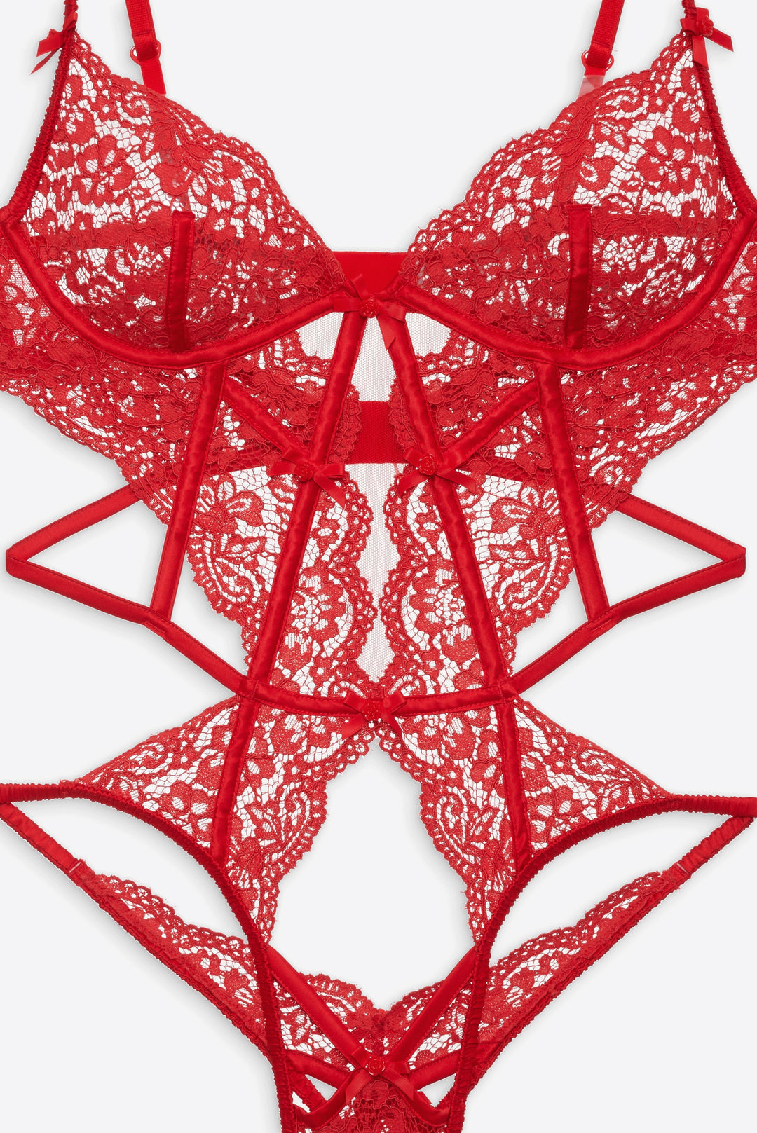 Women Creamsicle Lace Bodysuit - Red