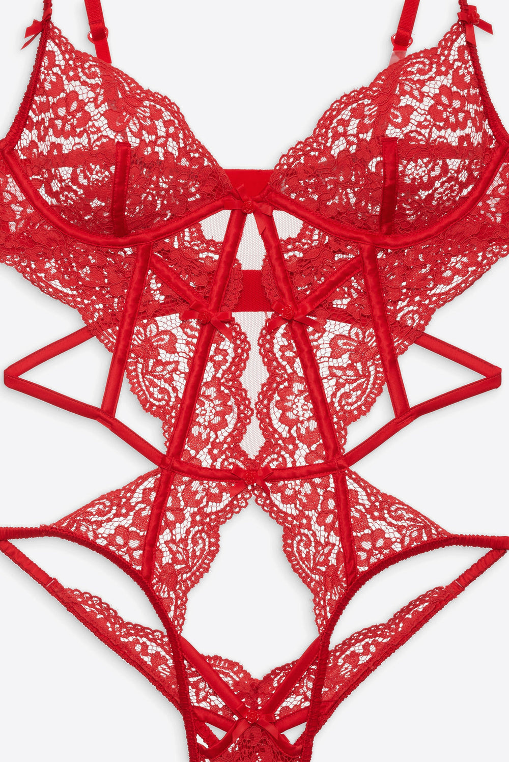 Women Creamsicle Lace Bodysuit - Red