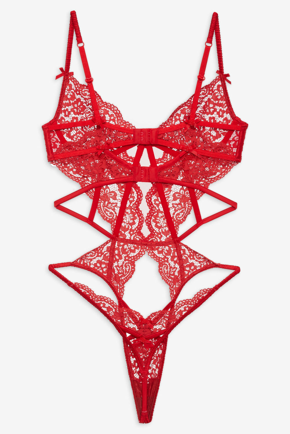 Women Creamsicle Lace Bodysuit - Red