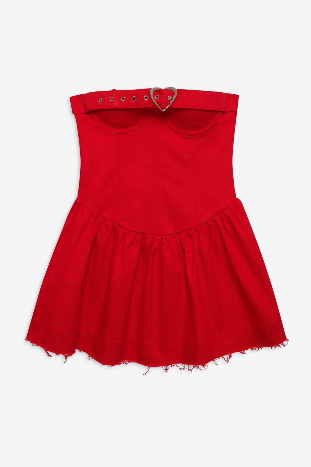 Women Lipstick Denim Mini Dress - Red