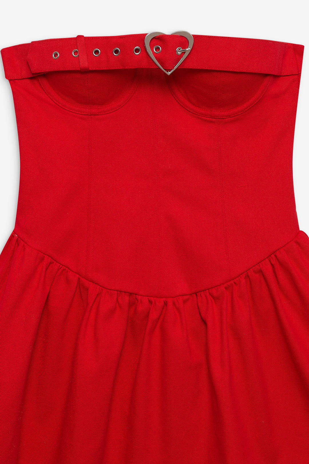 Women Lipstick Denim Mini Dress - Red
