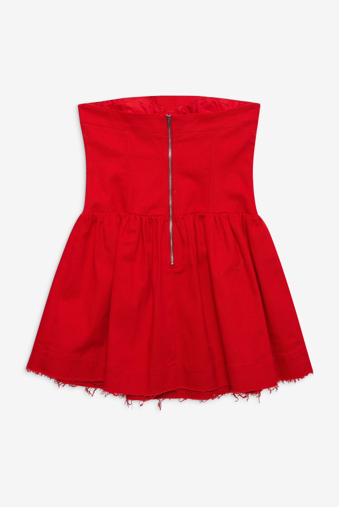 Women Lipstick Denim Mini Dress - Red