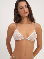 Women Glitter Bralette - White