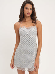 Women Dazzle Me Slip Dress - Silver