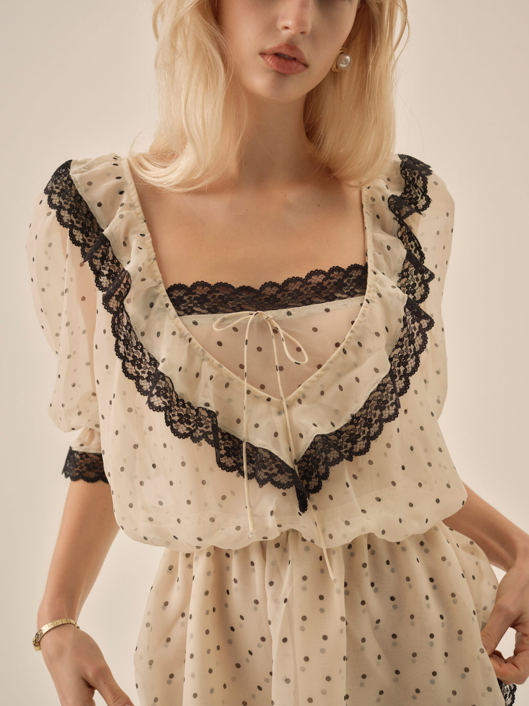 Women Dottie Dot Mini Dress - Cream