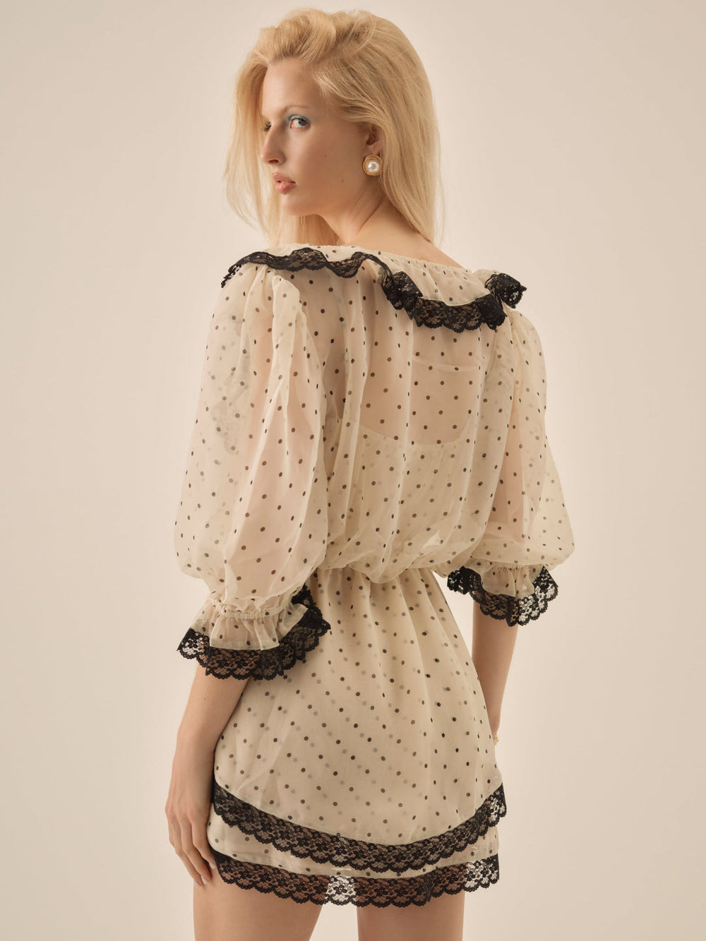 Women Dottie Dot Mini Dress - Cream