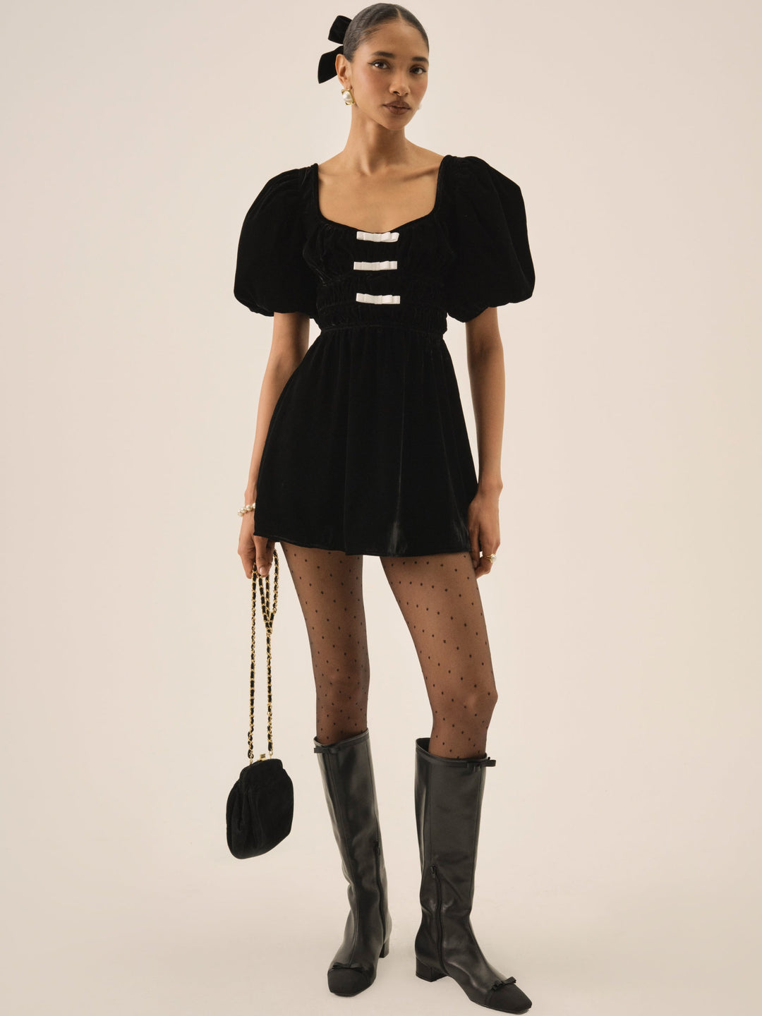 Women Marta Velvet Mini Dress - Black