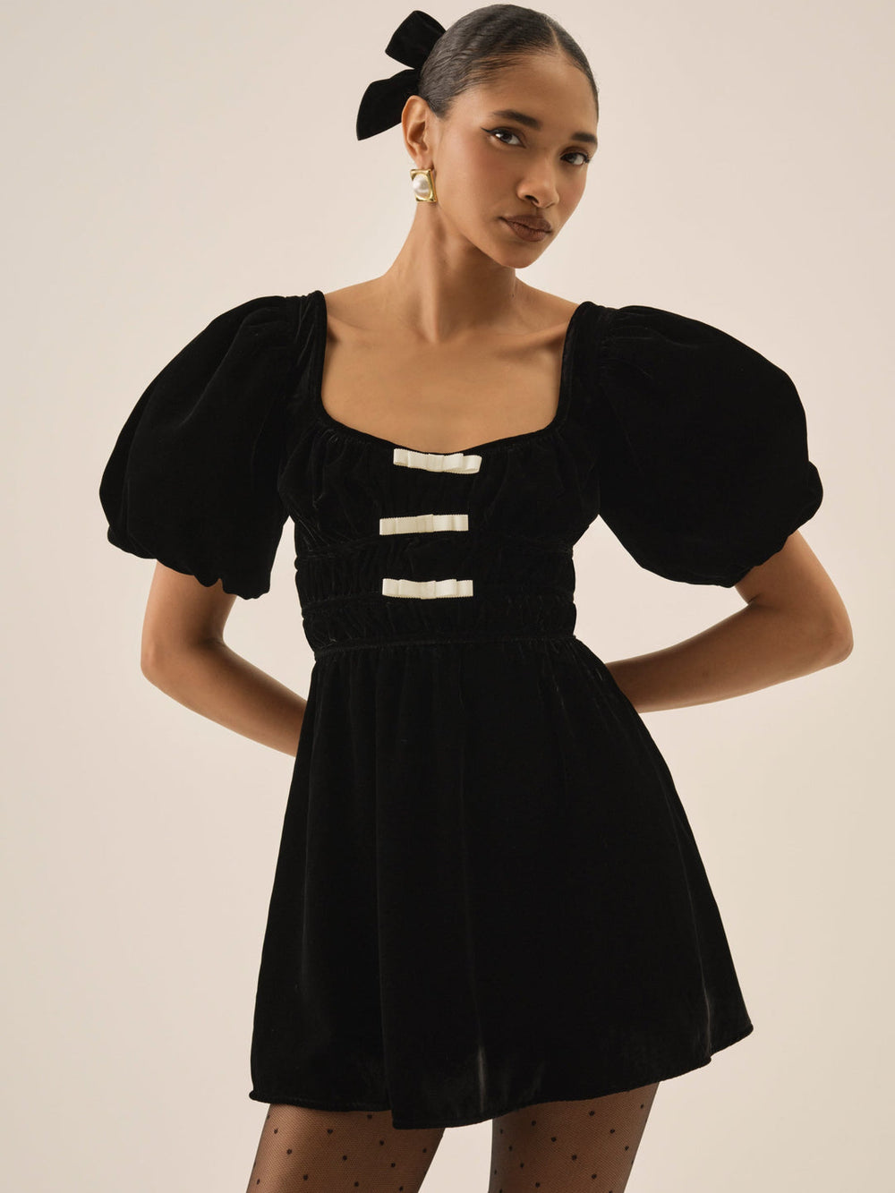 Women Marta Velvet Mini Dress - Black