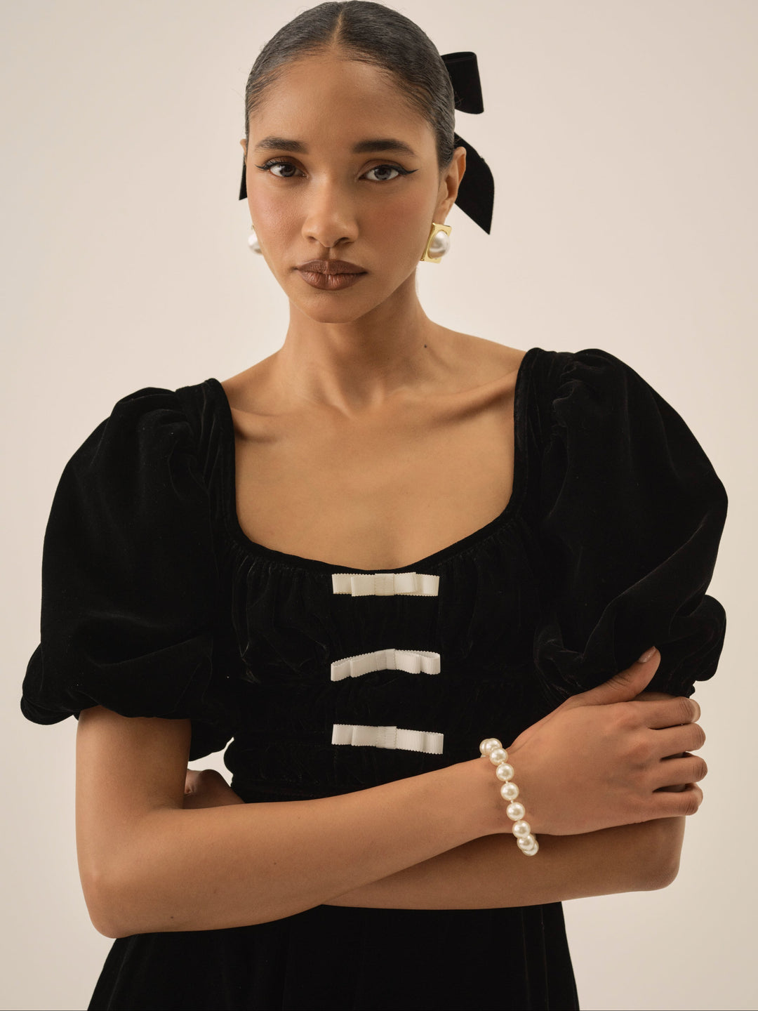 Women Marta Velvet Mini Dress - Black