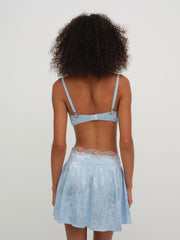 Women Vintage Rose Eyelet Bra - Blue