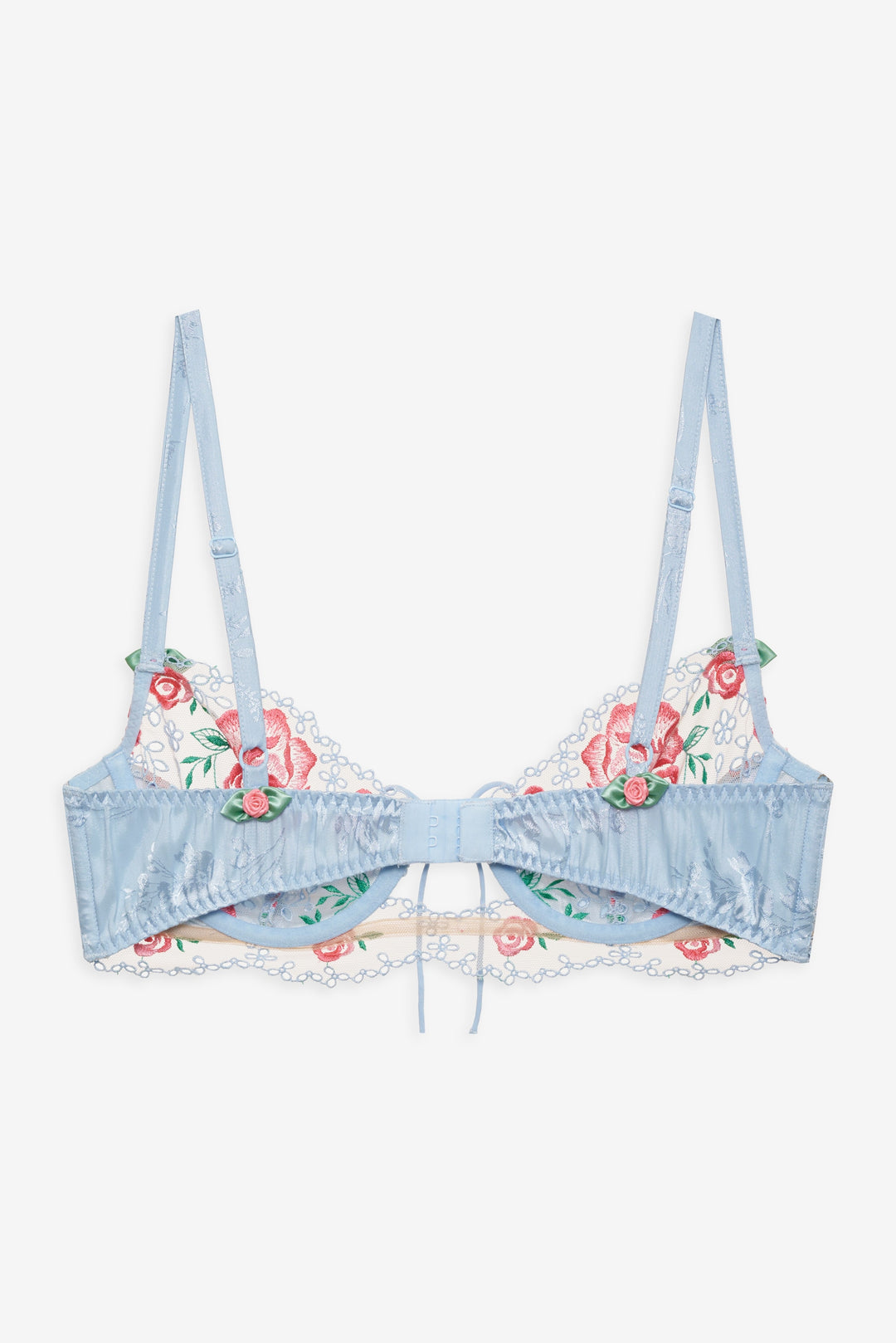 Women Vintage Rose Eyelet Bra - Blue