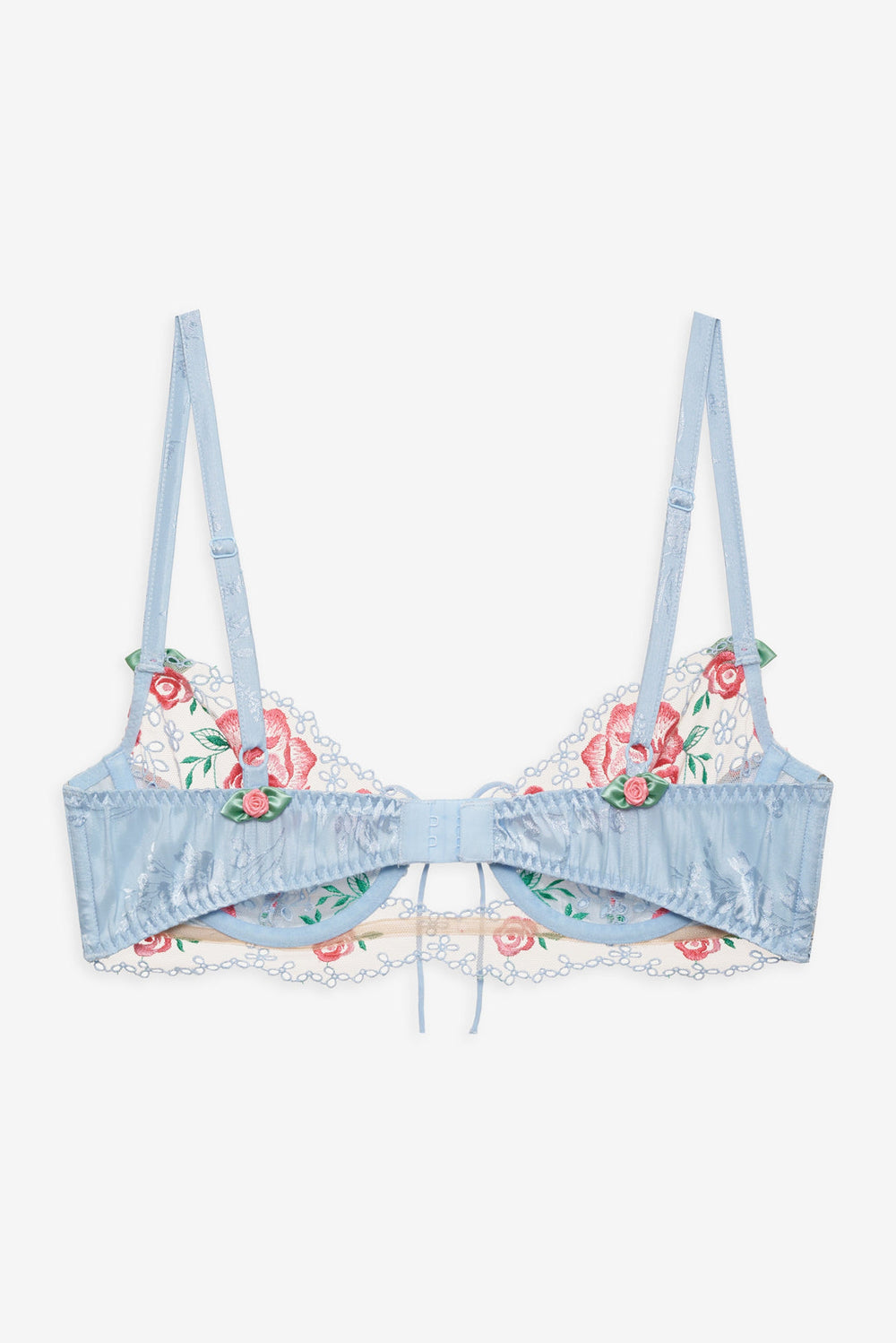 Women Vintage Rose Eyelet Bra - Blue