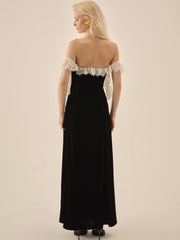 Women La Vie En Bow Velvet Maxi Dress - Black