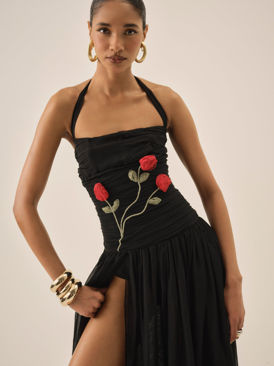 Women Ophelie Organza Maxi Dress - Black