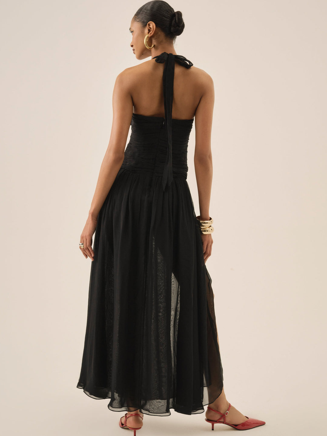 Women Ophelie Organza Maxi Dress - Black