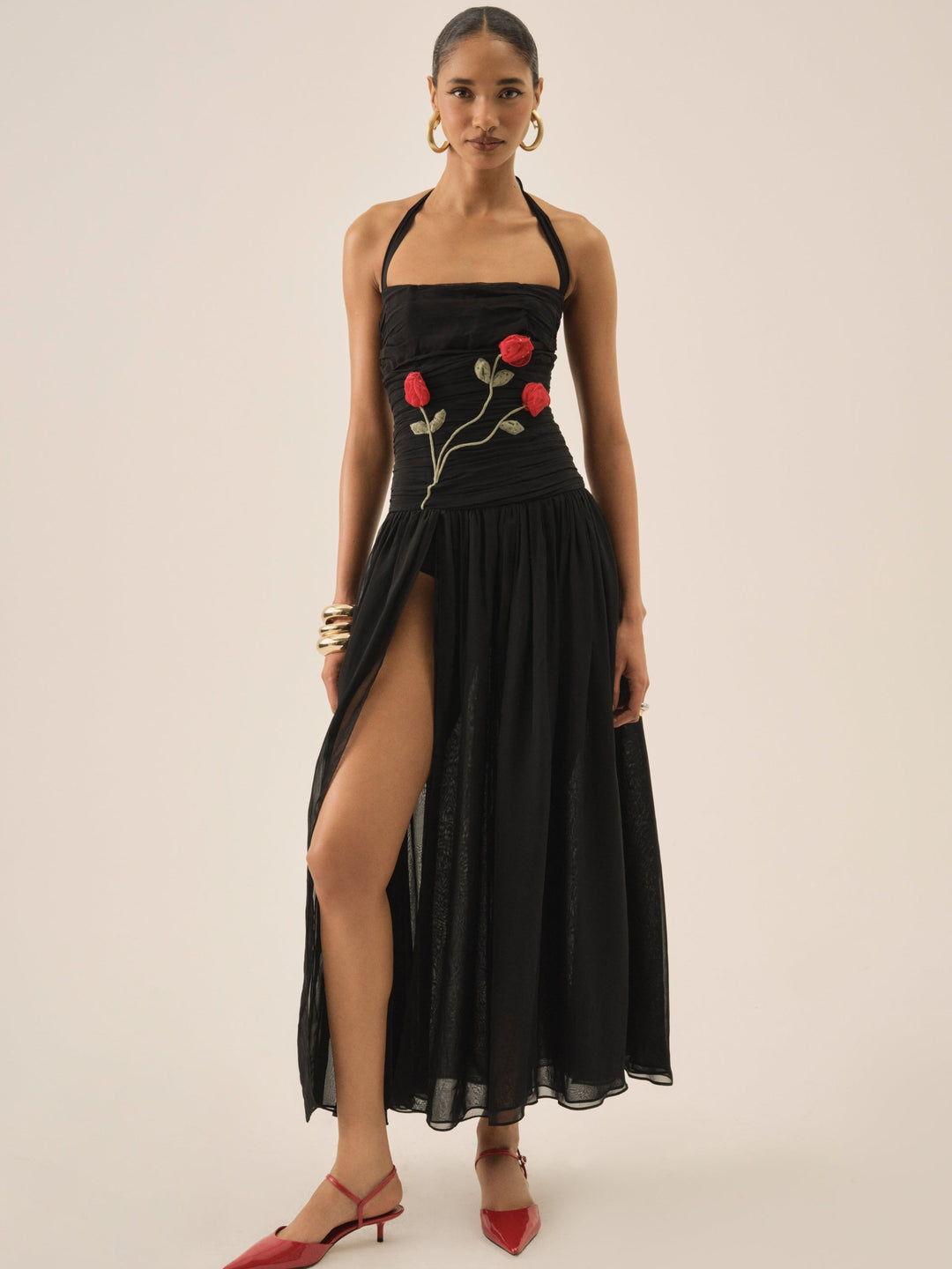 Women Ophelie Organza Maxi Dress - Black