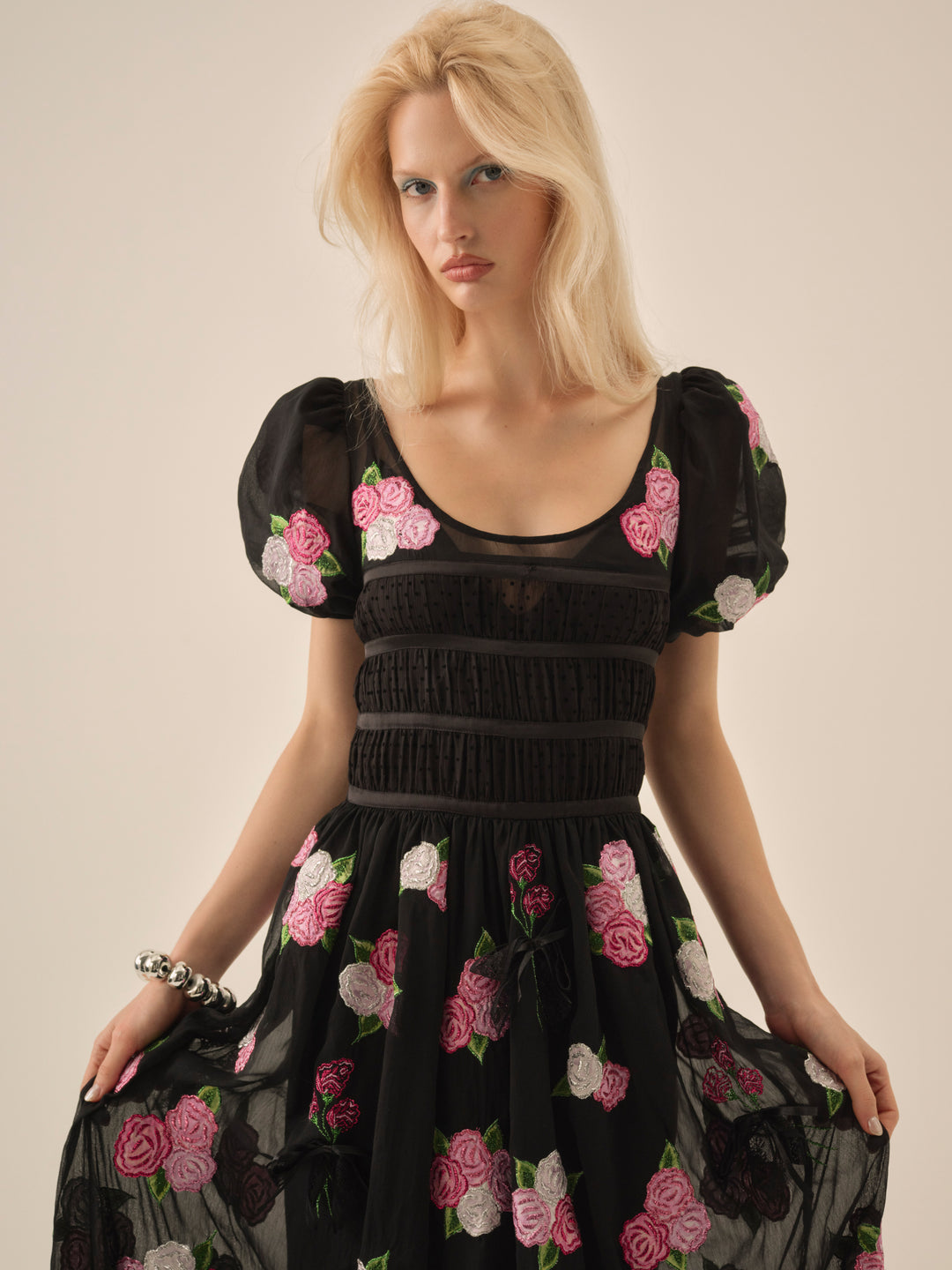 Women Midnight Garden Maxi Dress - Black
