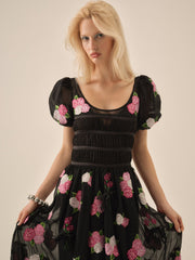 Women Midnight Garden Maxi Dress - Black