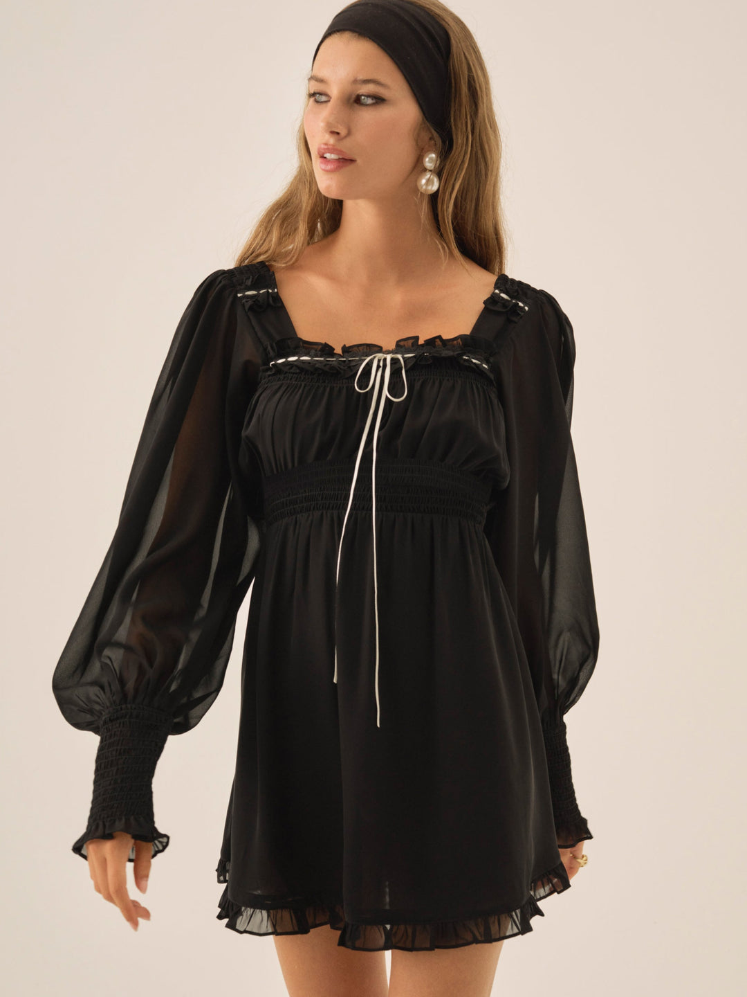Women Emmie Chiffon Mini Dress - Black