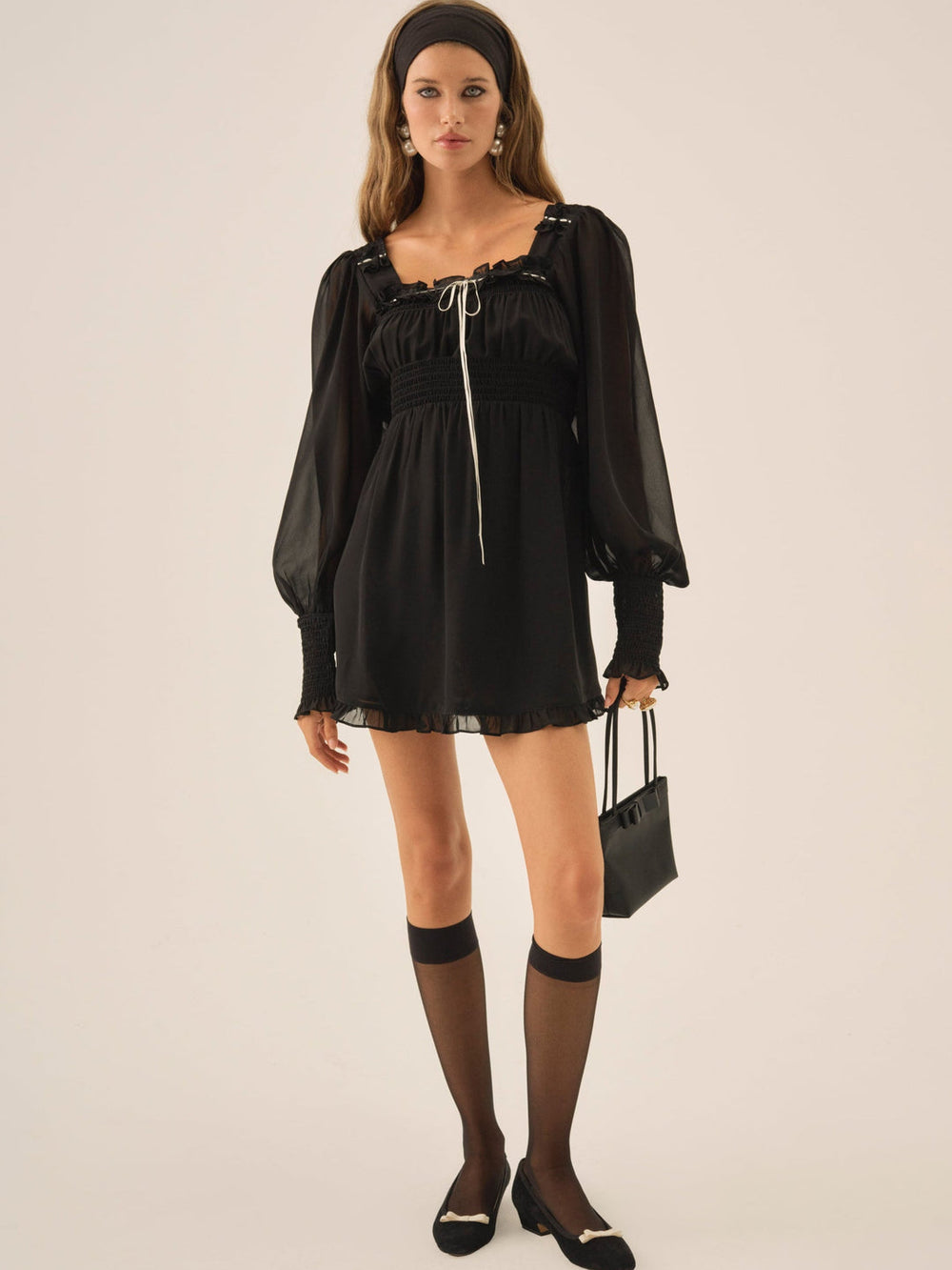Women Emmie Chiffon Mini Dress - Black