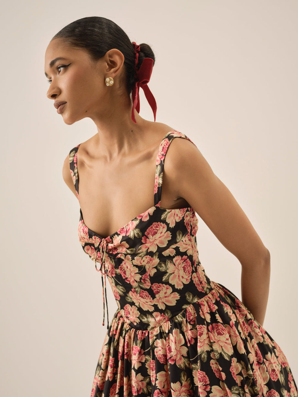 Women Belmond Floral Midi Dress - Black