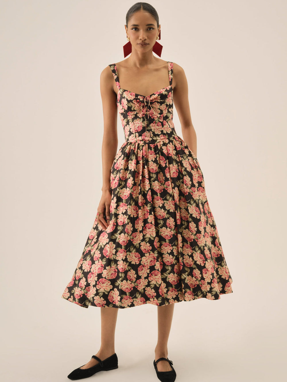 Women Belmond Floral Midi Dress - Black