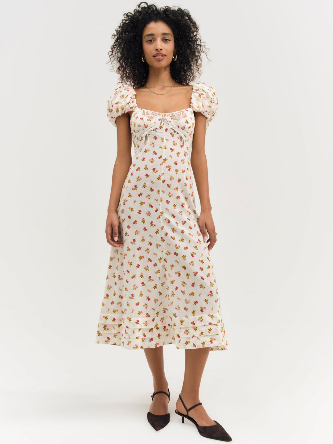 Women Adahlia Floral Midi Dress - Cream
