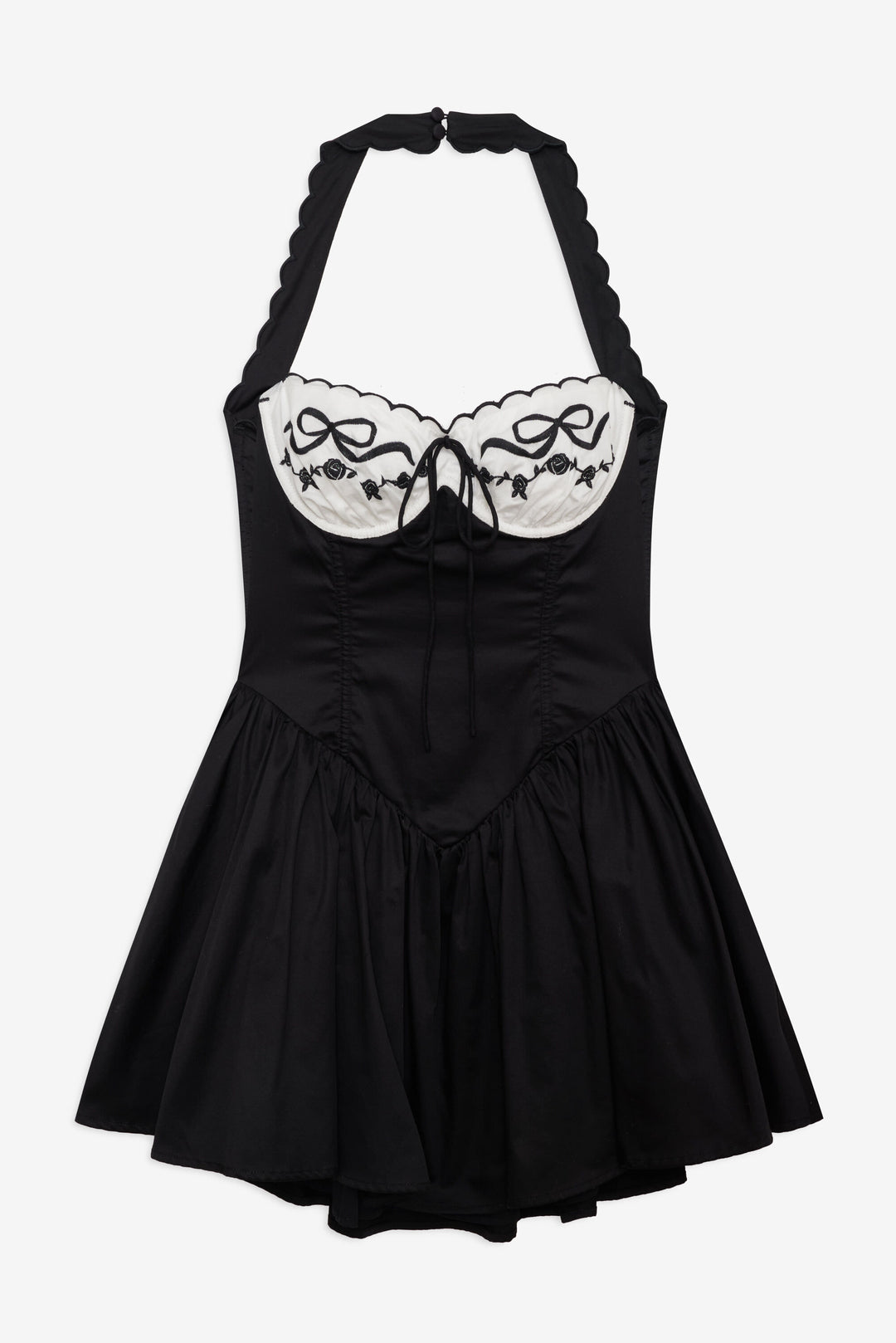 Women Tea Time Poplin Bustier Mini Dress - Black