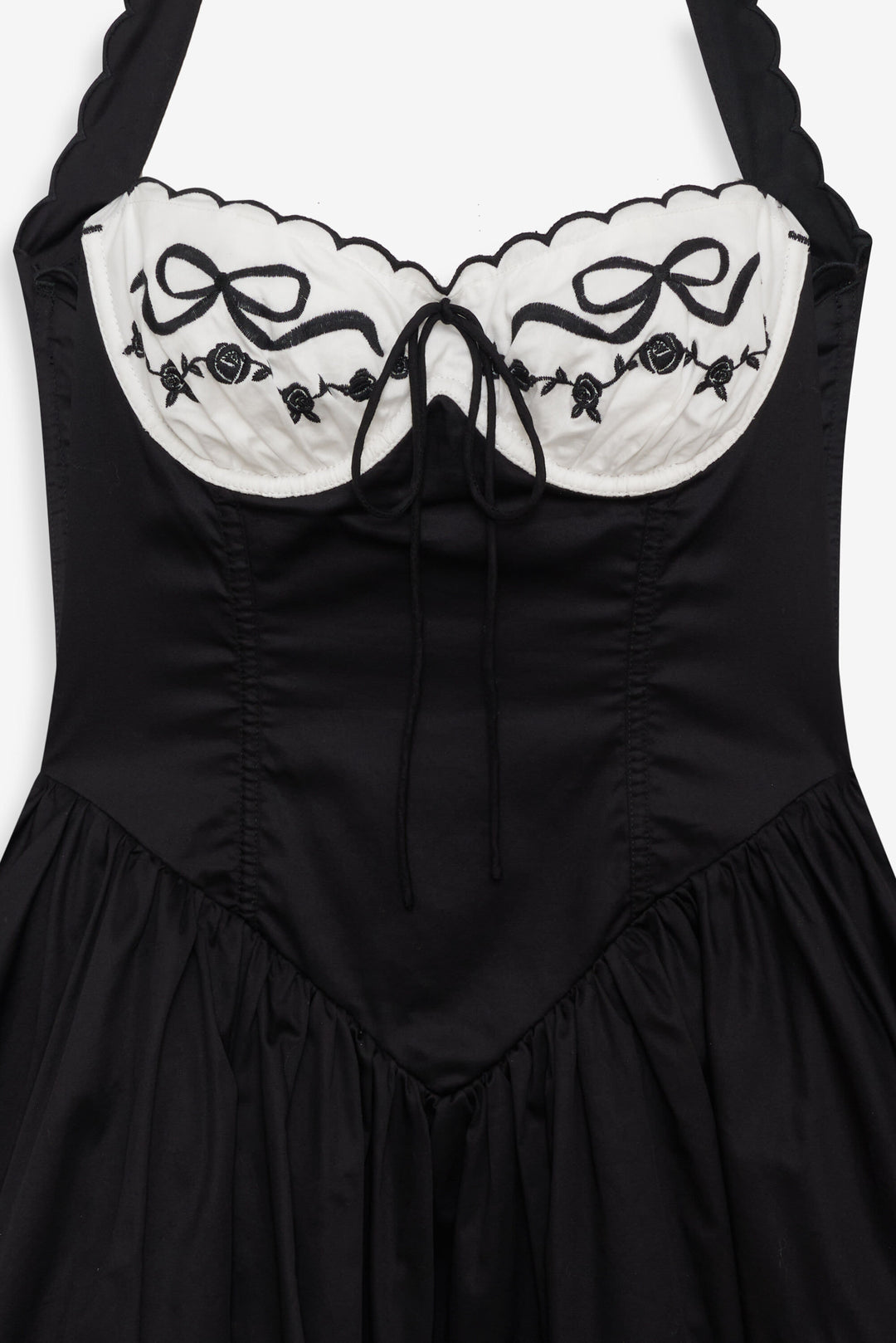 Women Tea Time Poplin Bustier Mini Dress - Black
