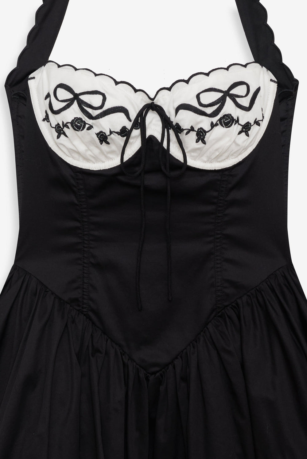 Women Tea Time Poplin Bustier Mini Dress - Black