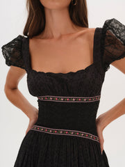 Women Verbana Eyelet Midi Dress - Black