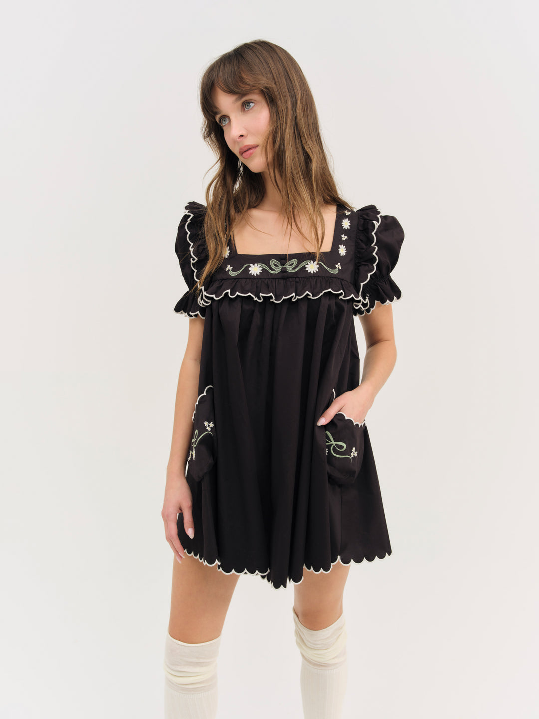 Women Tea Time Babydoll Dress - Black