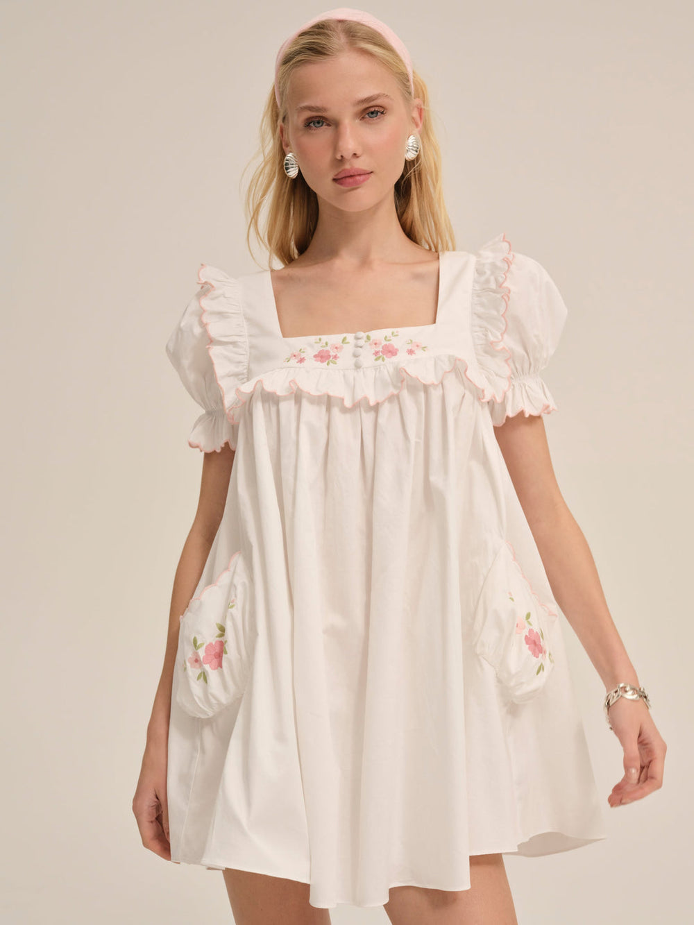 Women Tea Time Babydoll Dress - White