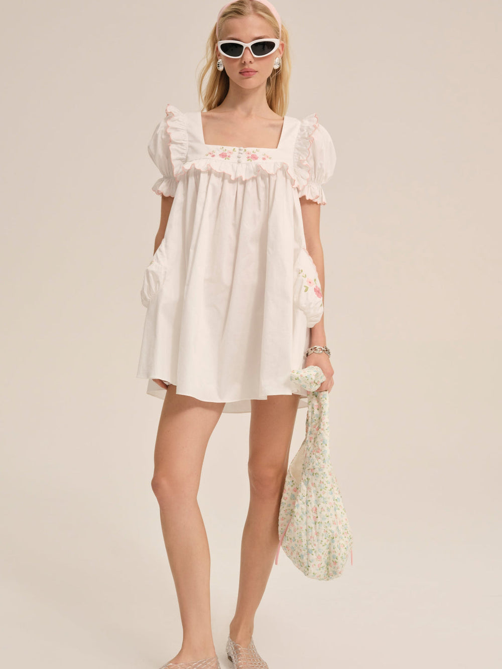 Women Tea Time Babydoll Dress - White