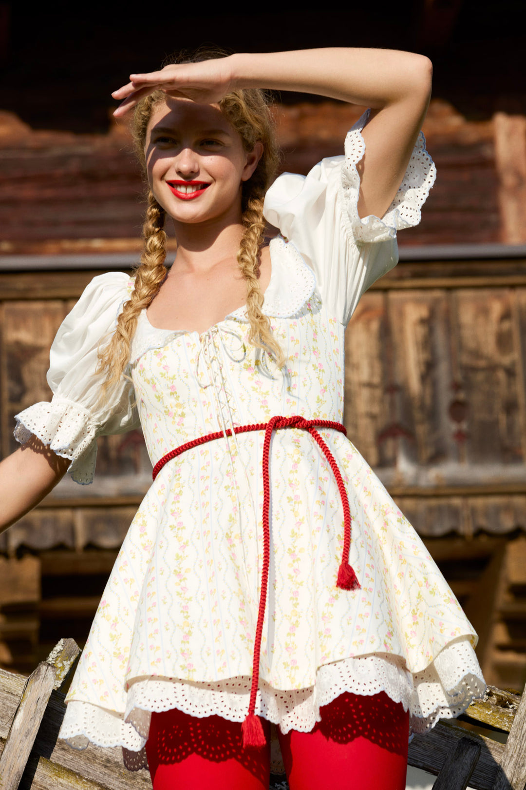 Women Brigitta Floral Short Sleeve Mini Dress - Ivory